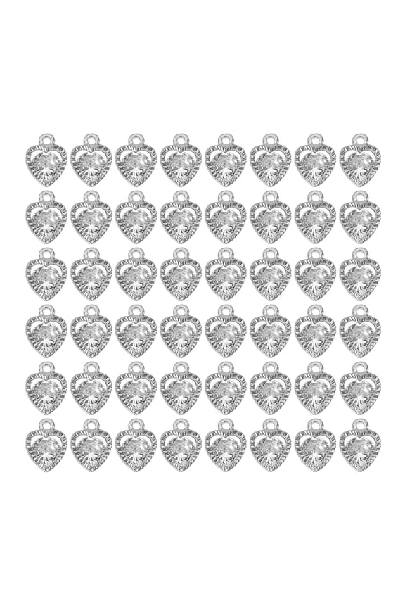 Jewelry Making Charm, 100 Pack Diamond Heart Pendants Bling Crystal Charm for DIY Necklace Bracelet, Silver