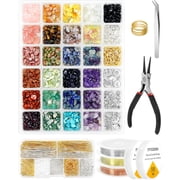 Jewelry Making Kit - 1956 PCS Natural Chip Stone Beads25 Colors, 4-12mm with Crystal Beads, Metal Charms, Jump Rings & Earring Hooks for DIY Bracelets, Necklaces, Earrings