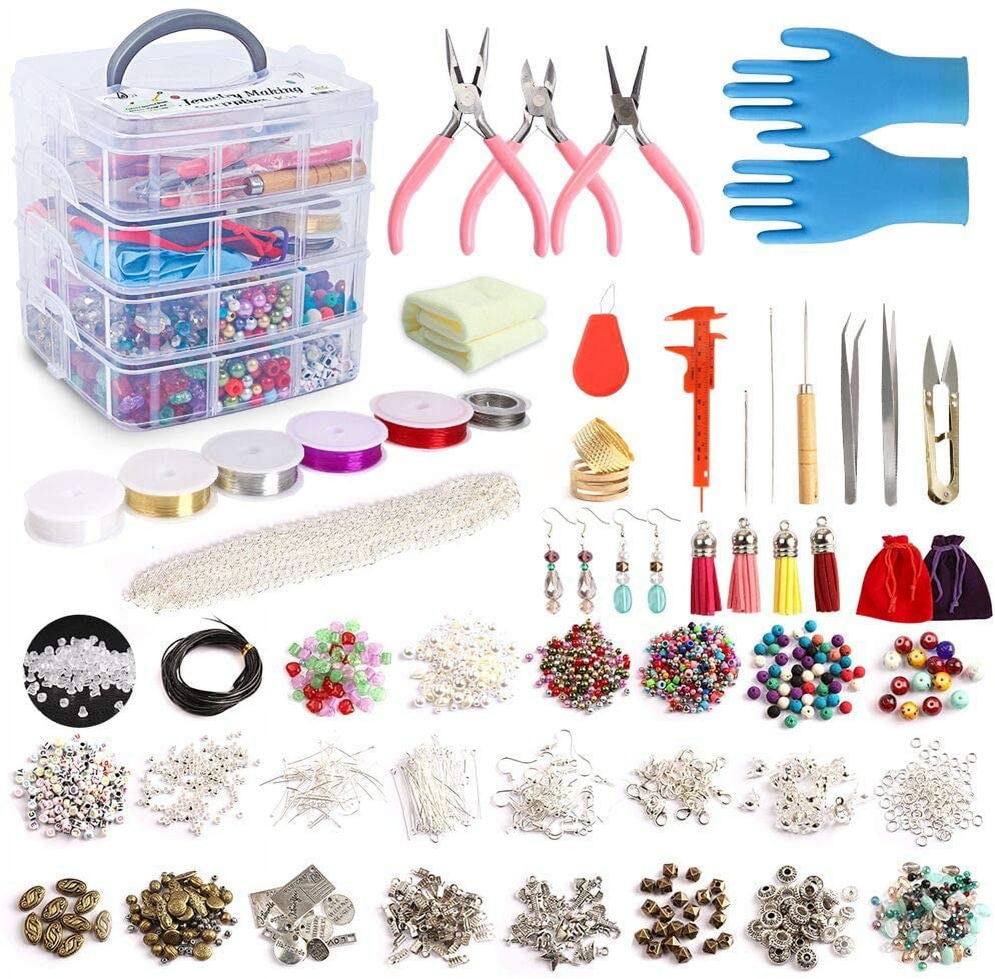 Inscraft Jewelry Making Kit, 1960 Pcs Jewelry Making Supplies Includes Jewelry Beads, Instructions, Findings, Wire for Bracelet, Necklace, Earrings Making Kit