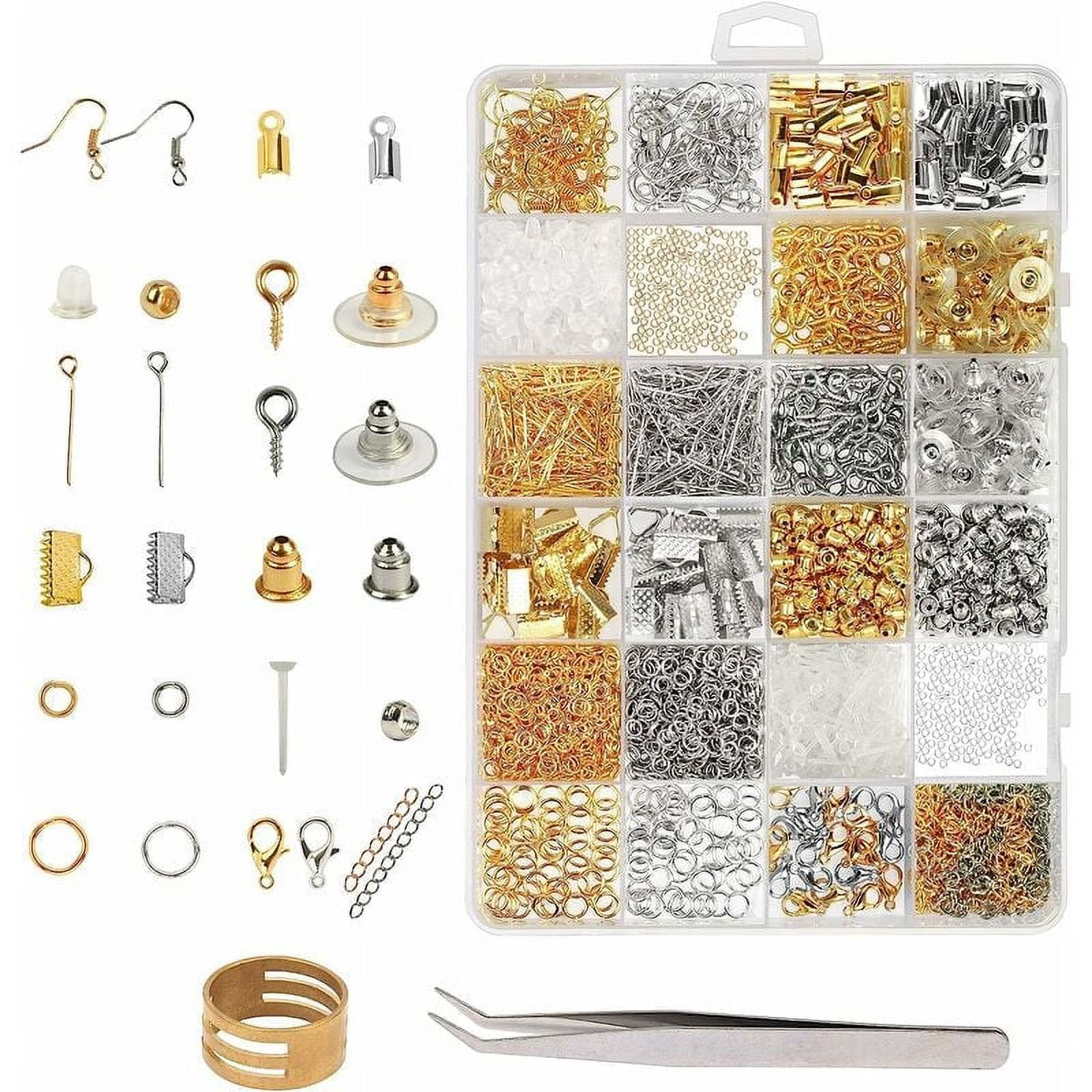 Jewelry Making Kit, 2416 Pieces Silver Jewelry Making Kit with Gold Clasp Siateml