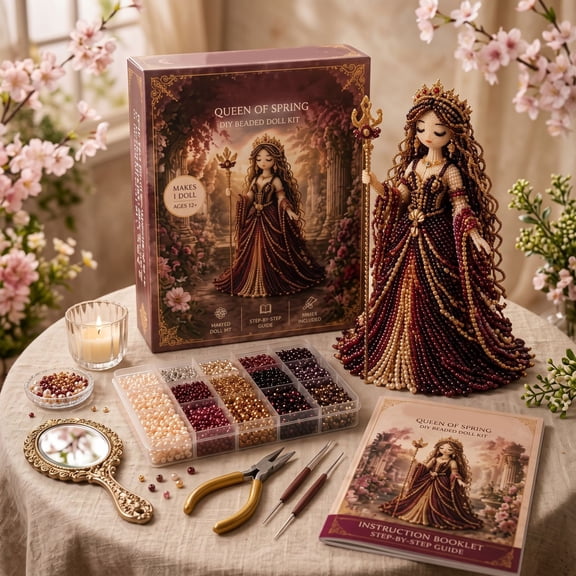 Jewelry Making Kit for Adults Red Beaded Doll Craft Set 8X5 Inch All Inclusive Beading Supplies Beads for Bracelets Making Adults Creative Home Desktop Decor 1 Pack
