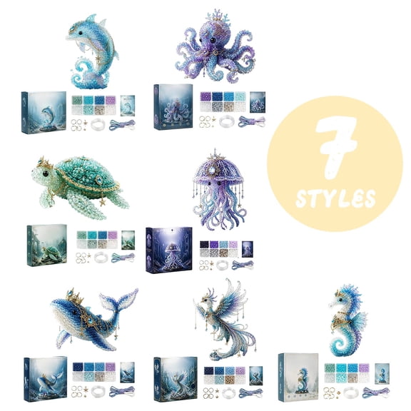 Jewelry Making Kit, Beads for Jewelry Making, Blue Beads for Jewelry Making, Purple Beads for Jewelry Making, Complete 3D Beaded Whale Craft Set Comes with 1 Color Gift Box, 1