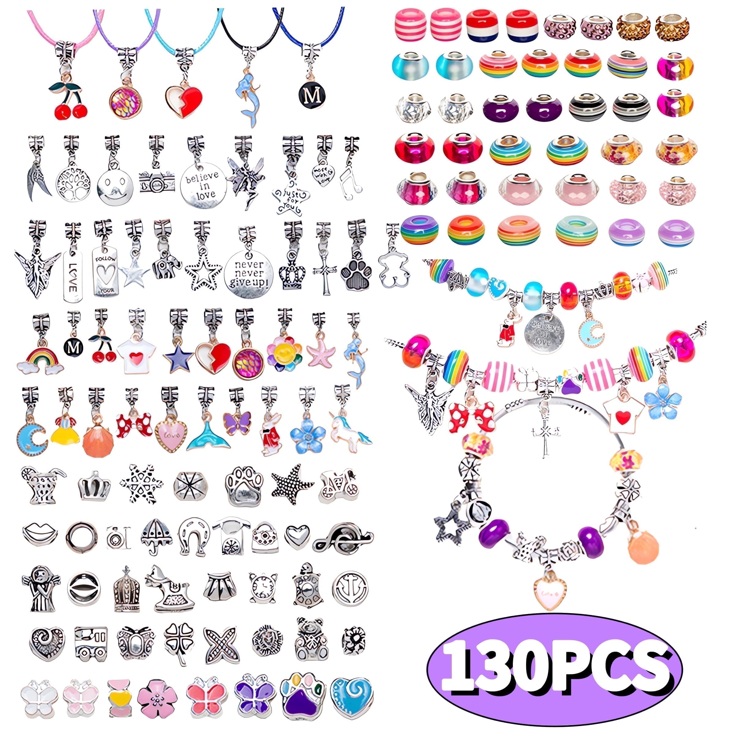 KABUER Jewelry Making Kit Bracelet Kit Arts and Crafts for Kids DIY Bracelet Set for Teen Girls Multicolor 130 Pcs