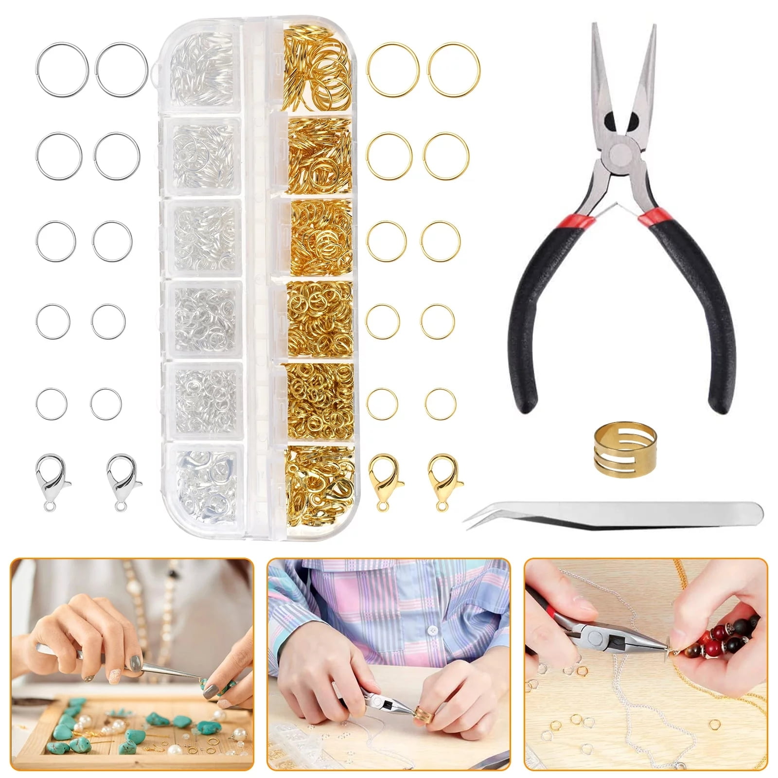 AIDAITOP Jewelry Making Supplies Kit, 1203pcs Jewelry Making Starter Kit Jewelry Findings Kit Repair Tools Craft Supplies DIY, Women's, Size: One size, Gold