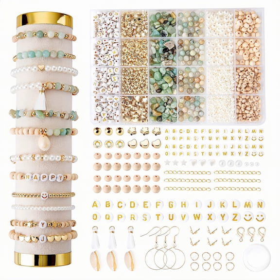 Jewelry Making Kit with 1779pcs Natural Stone Beads for DIY Craft Bracelet Necklace Earrings for Adults