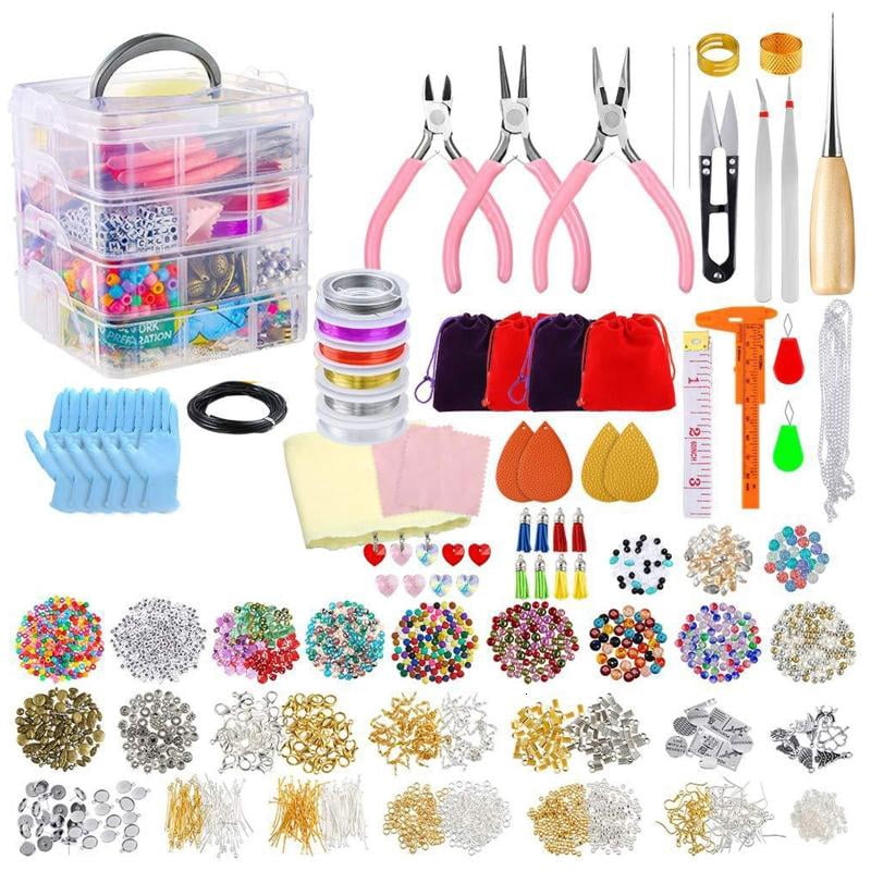 Jewelry Making Supplies DIY Kit with Beads Findings Jewellery Pliers Beading Wire for Necklace Bracelet Earrings Making Repairing Accessories