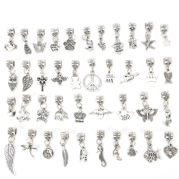 Jewelry Making Supplies DIY Pendants Accessories Deep Silver Alloy Handcraft For Making Bracelet40pcs Styles