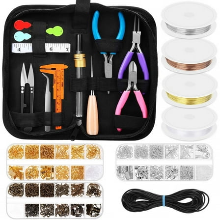 Jewelry Making Supplies Kit, Jewelry Making Kit with Jewelry Making Tools, Jewelry Wires and Jewelry Findings for Jewelry Making, Repair and Beading
