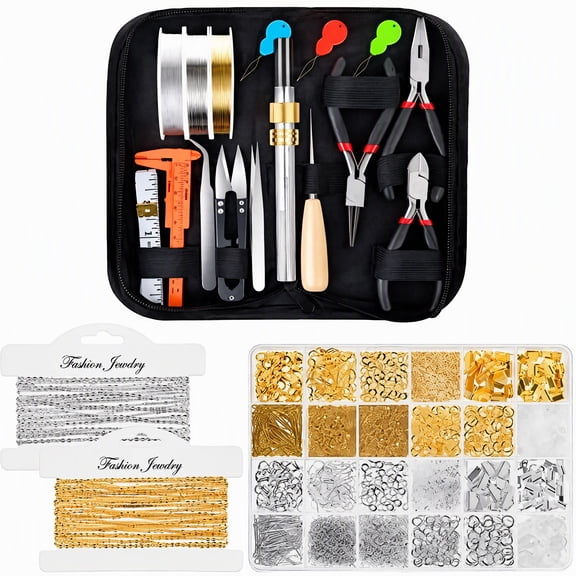 qiqianshu Jewelry Making Supplies Kit with pliers, wire and beads, portable storage case for DIY necklaces, earrings and bracelets