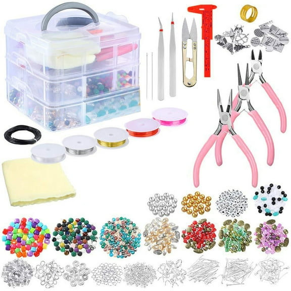 Jewelry Making Supplies Kit with Beads Findings Jewellery Pliers Beading Wire for DIY Necklace Bracelet Earrings Accessories
