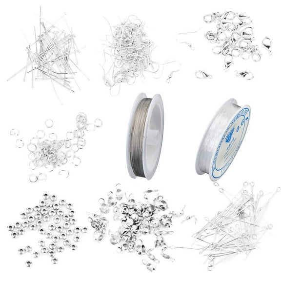 Jewelry Making Supplies - Lot Jewelry Findings for Adults Earrings DIY, Earring Hooks, Beading Bracelet, Necklace, Key Chains, Crafts, hwite