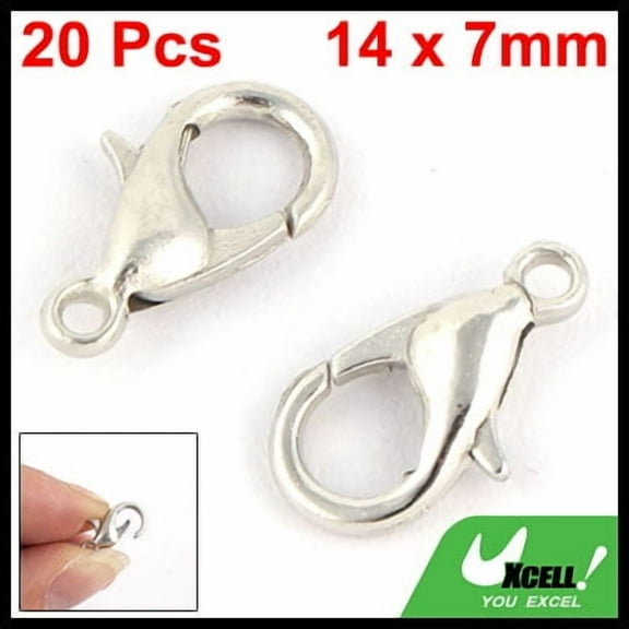 Jewelry Metal Bracelet Necklace Lobster Clasp Hook Chains Silver Tone 20 Pcs