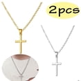 thumbnail image 1 of Jewelry Necklace Mens Jewelry Cross Necklace Necklaces Mens Necklaces Gold/Silver Cross Necklace for Men 2 Pack, 1 of 6