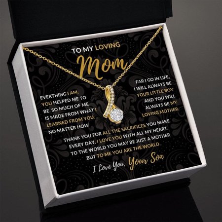 Jewelry, Necklace, Message Card, Mother's Day Gift, Dark Flower Pattern, Alluring Beauty Necklace Gift, To Mom From Son, White Alluring Necklace