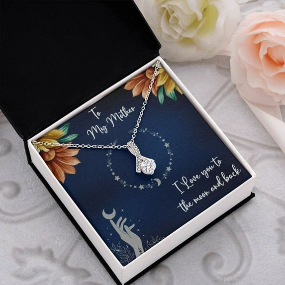 Jewelry, Necklace, Message Card, Mother's Day Gift, Starry Circle, To The Moon And Back, Alluring Beauty Necklace Gift, To Mom From Daughter Son, Gold Alluring Necklace
