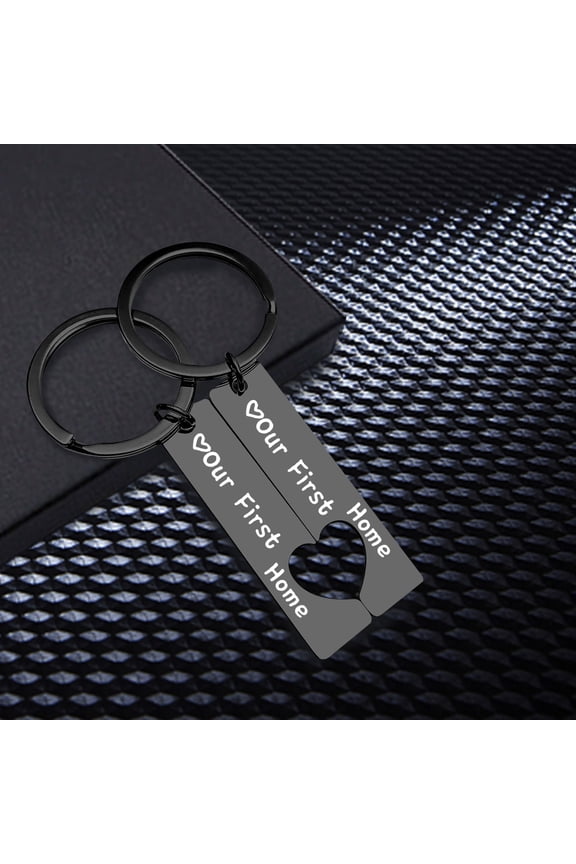 Jewelry On Clearance 2 Personalised Heart Puzzle Keyring Set Engraved Date And Name Key Custom Couples Keychain For Girlfriend And Black One Size