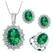 JUPAOPON Jewelry On Clearance Fashion Style Jewelry Set Crystal Ring Earrings Necklace Women Wedding Jewelry Green 6