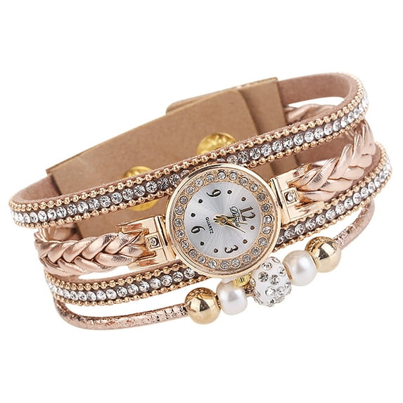 Jewelry On Clearance Women Watches Fashion Vintage Weave Wrap Quartz Wrist Watch Bracelet For Ladies Bronze One Size