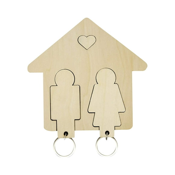 Jewelry On Clearance Wooden Diy Couple Key Wall Hanging Car Keychain Small Gifts Mixed Colours