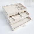 thumbnail image 1 of Jewelry Organizer Box 3 Drawers, Stackable Velvet Jewelry Holder Clear Earring Necklace Ring Storage Display Case with Adjustable Jewelry Box Velvet Trays Grid Size, 1 of 7