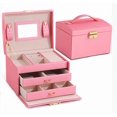 thumbnail image 1 of Jewelry Organizer Box, 3 Layers Large Jewelry Box with Travel Jewelry Case and Removable Tray, Jewelry Storage Case with Mirror for Necklaces Earrings Rings Bracelets Watches (Red), 1 of 8