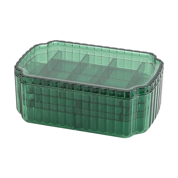 Jewelry Organizer Box, Clear Storage for Earrings, Rings, Necklaces and Bracelets, Multiple Compartments, Perfect for Dresser and Vanity, 1X Storage Box Green 2