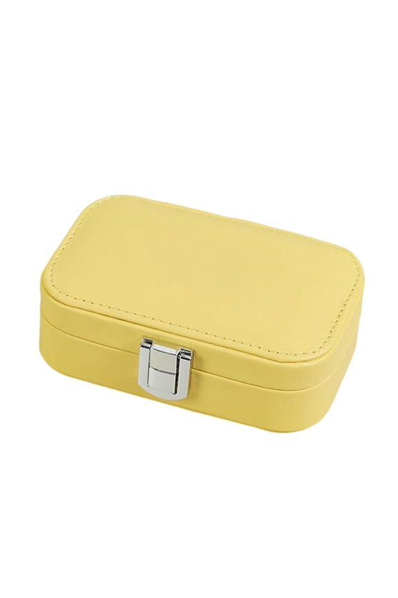 Jewelry Organizer Box Durable Storage PU Leather for Bracelet Necklace Rings Yellow