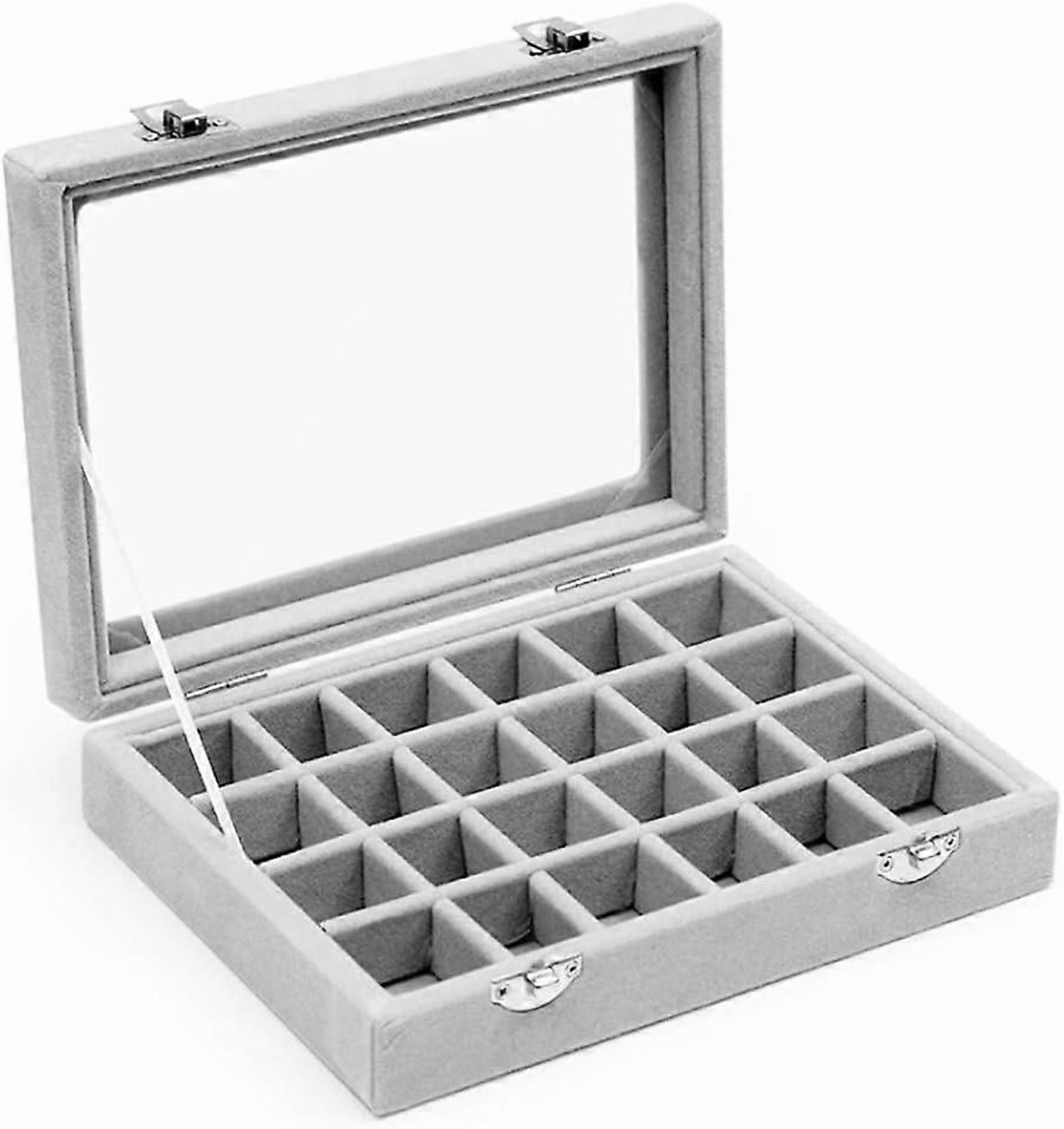 Jewelry Organizer Box With Clear Lid, Velvet Protection Jewelry Storage Case For Women And Girls, Adjustable Compartment Dividers (1)