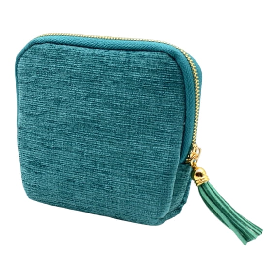 Jewelry Organizer Case With Zipper & Tassel, Compact Travel Jewelry Bag Portable Organizer, Midnight Travel Jewelry Case, 5 Compartments & Ample Space, For Travel & Everyday(Green,5.1x4.3x1.2")