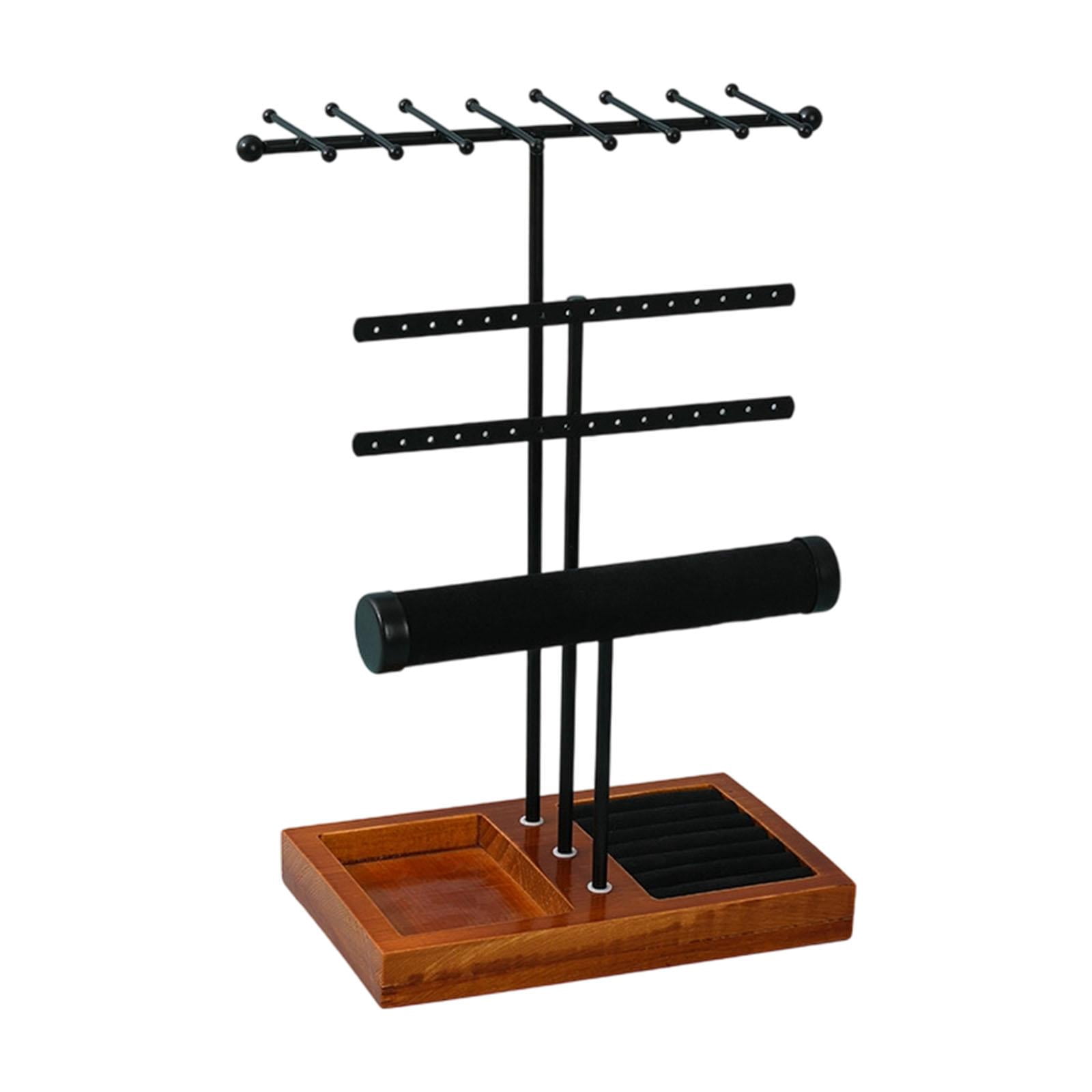 Jewelry Organizer Earring Display Necklace Hanger Versatile Metal and Wood for Home Tabletop Dresser Vanity