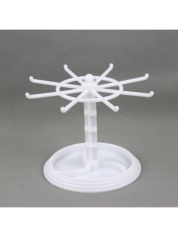 Jewelry Organizer Hanging Rack/ Rotating Jewelry Display Stand/ Necklace Holder Jewelry Hanger/ for Scrunchie Dresser Shows Countertop Bathroom , Short White