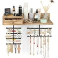 thumbnail image 1 of Jewelry Organizer Hanging Wall Mounted Jewelry Holder with Rustic Wood Drawer & Large Capacity Storage Shelf Rack Display for Earrings Rings Necklaces Bracelet, 1 of 17