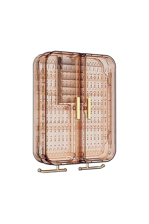 Jewelry Organizer Hanging Wall Mounted Transparent Storage Box with Velvet Hooks for Necklaces Earrings Rings 20 cm x 21 cm x 7 cm
