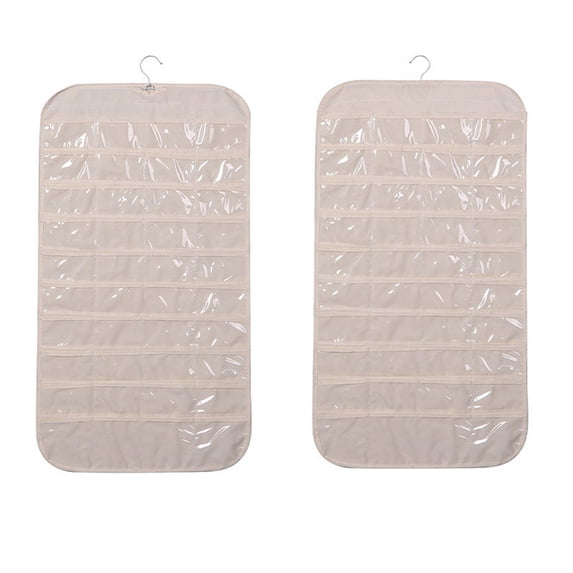 Jewelry Organizer Hanging with 80 Pockets and Clear PVC Windows for Earrings and Necklaces