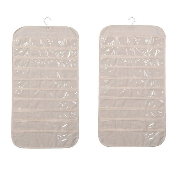 Jewelry Organizer Hanging with 80 Transparent Pockets, Non-Woven Fabric Storage Bag for Earrings and Accessories, Space-Saving Door Hanger Included