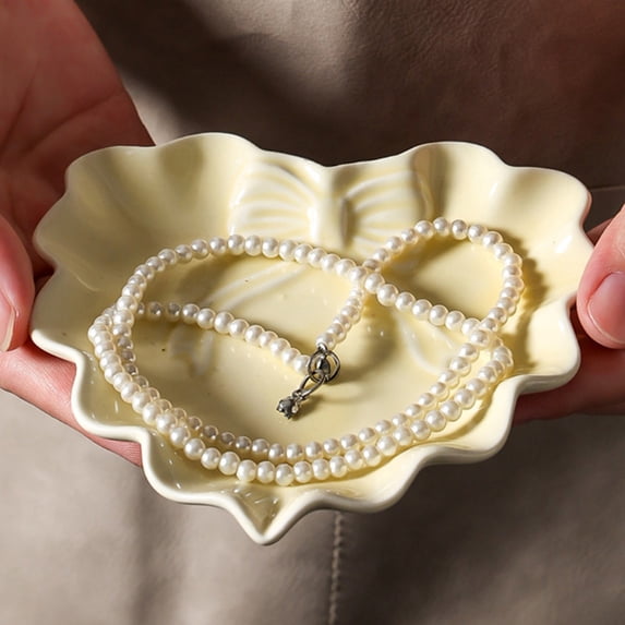 Jewelry Organizer, Jewelry Holder, Heart Shaped Ceramic Tray for Rings Earrings, Vanity Desktop Storage Dish, 1-Piece