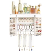 Sfugno Jewelry Organizer, Wood Wall Mounted Jewelry Holder and Jewelry Storage for Necklaces Bracelets Earrings Rings Display