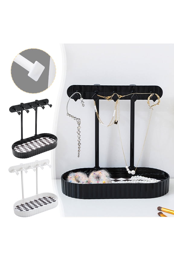 Jewelry Organizer,Jewelry Rack With Storage Tray Five Hooks Hanging for Necklaces,Bracelets,Chains,Rings,Earrings,Keys,Hair Accessories Storage Rack