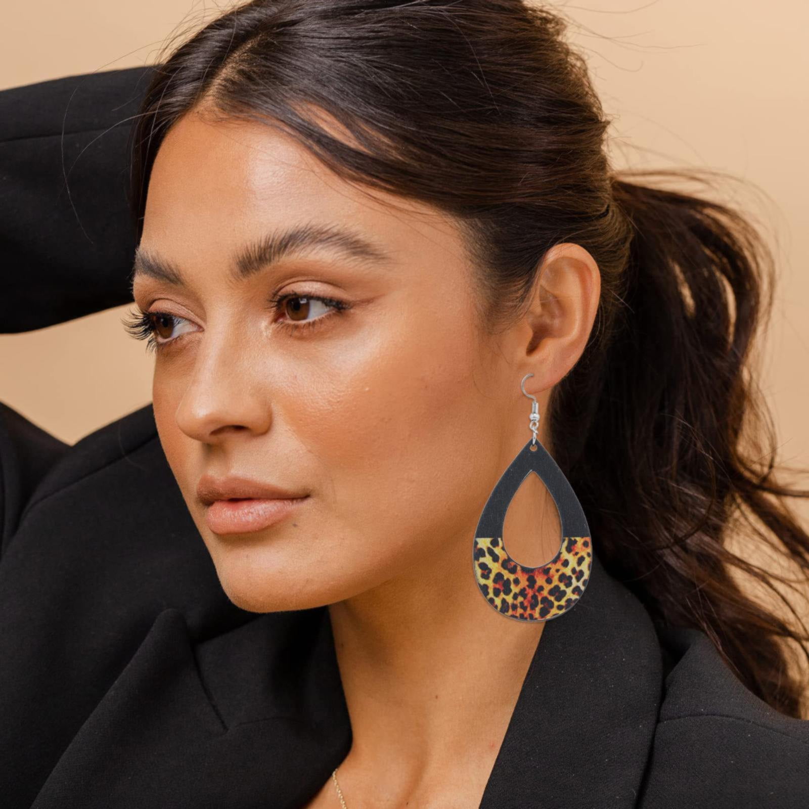 Leopard print shop drop earrings