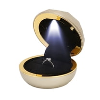 Jewelry Organizer, Ring Box, Plastic   Flocking Lining Luxurious Elegant Design Ring Box with LED Light for Proposal Engagement Wedding Valentine's Day, Gold
