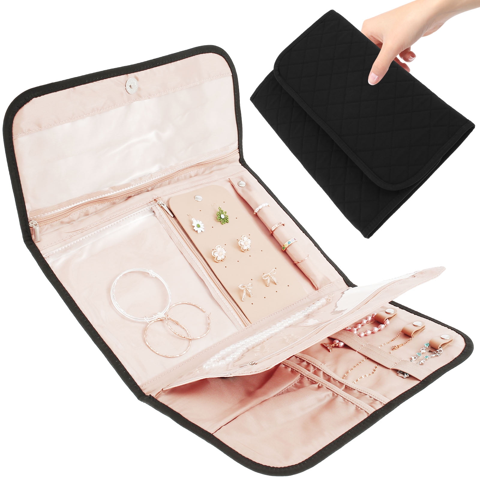 10PCS 38x18cm Customize Microfiber Travel Jewelry Case With Logo, Jewelry  Organizer Roll Earring Ring Necklace Pouch Travel Jewelry Roll 