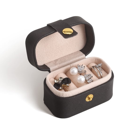 Jewelry Organizer Small Jewelry Ring Box Mini Travel Jewelry Case Portable Ring Storage Case for Rings Earrings, Gifts for Women Girls, Black
