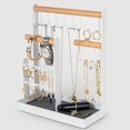 thumbnail image 1 of Jewelry Organizer Stand Holder, Metal and Wood 3 Tier Jewelry Display Earring Organizer Ring Tray and Hooks Stand Storage Necklaces Bracelets Rings Watches Jewelry Towers for Women Girls Gift, 1 of 7
