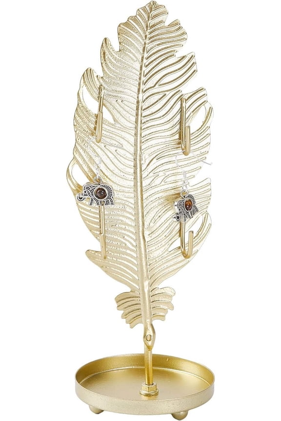 Jewelry Organizer Stand Leaf Jewelry Rack with Metal Tray Jewelry Organizer Holder Jewelry Display Stand Hanging Organizer for Ring Earrings Necklace Bracelet 185x66x70mm diy Feather
