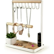 Jewelry Organizer Stand Necklace Holder with 8 Hooks, Bracelets, Rings, Watches Display On Desk for Room Decor