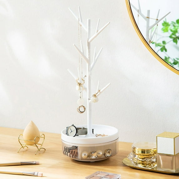 Jewelry Organizer Stand Tree Tower Rack, Plastic Necklace Earring Display Towers, Ideal for Long Necklaces Bracelets Storage on Dresser Bathroom Vanity