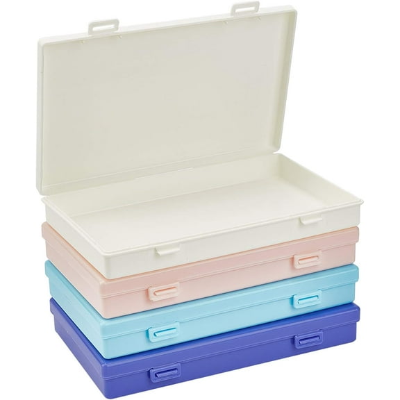 Jewelry Organizer Storage Box 4 Colors Bead Storage Containers Plastic Rectangle Boxs with Hinged Lid for Beads and MoreMixed Color