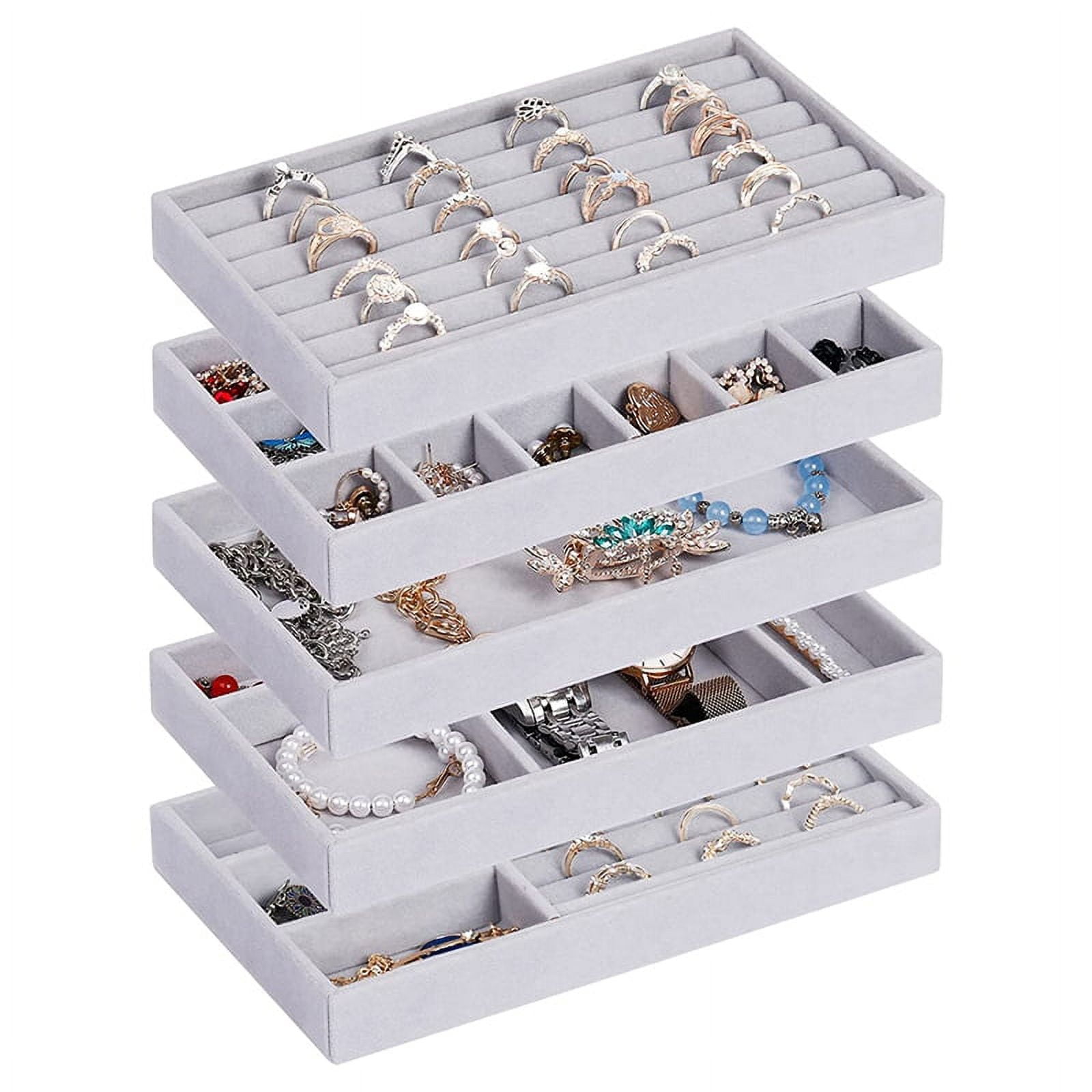 Emibele Bracelets Organizer Jewelry Tray, 12 Grids Velvet Tray Storage for  Watches Rings Earrings, Stackable Jewelry Drawer Organizer Showcase Display