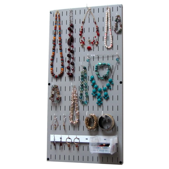 Jewelry Organizer Wall Hanging Jewelry Holder Necklace Rack - Gray Wall Mounted Jewelry Organizer System