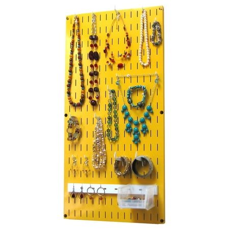 Jewelry Organizer Wall Hanging Jewelry Holder Necklace Rack - Yellow Wall Mounted Jewelry Organizer System